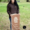 5/13/13 Me at Chief Sodney's tombstone at Esmond Evergreen Cemetery (Photo taken by Jim Goodwin)